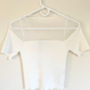 ZARA WOMEN'S FITTED SHEER TOP TSHIRT WHITE NWT